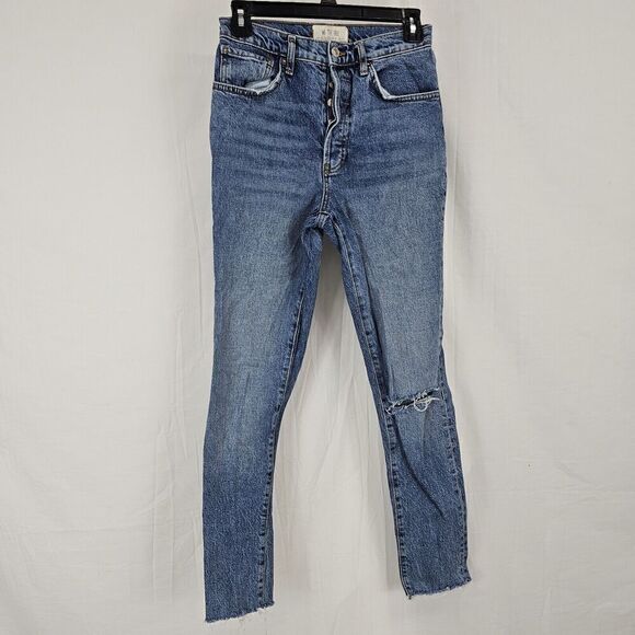 Free People We the Free Stella Skinny Jeans Size 27 Raw Hem High Rise - Picture 2 of 6